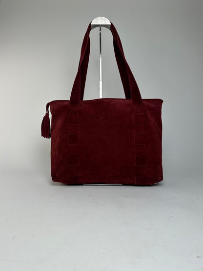 Vintage Bottega Veneta Suede Handbag Burgundy