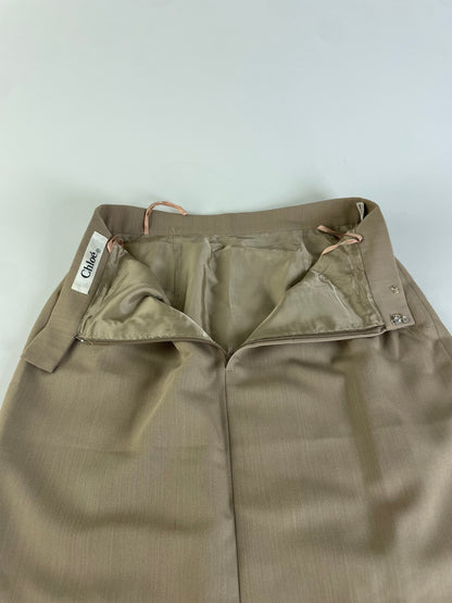 Vintage Chloe Silk Blend Skirt Beige L