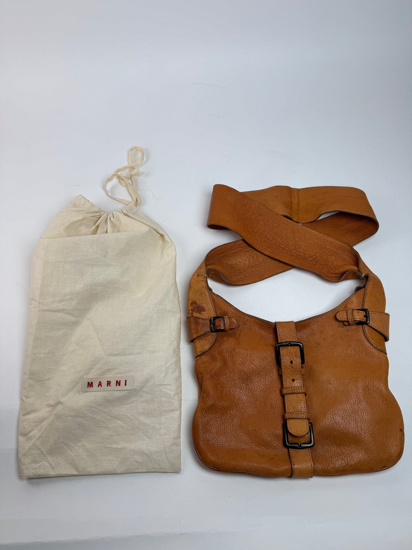 Vintage Marni Leather Shoulder bag Brown Orange