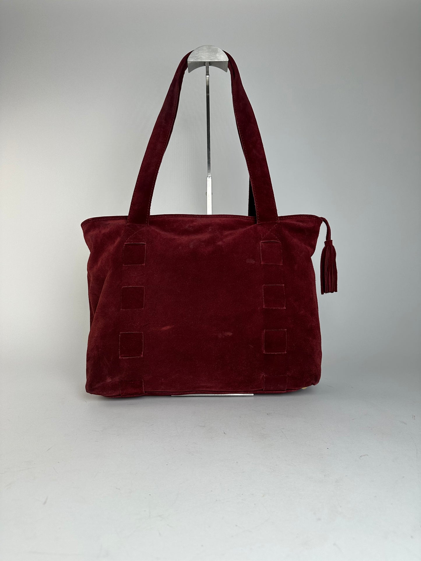Vintage Bottega Veneta Suede Handbag Burgundy