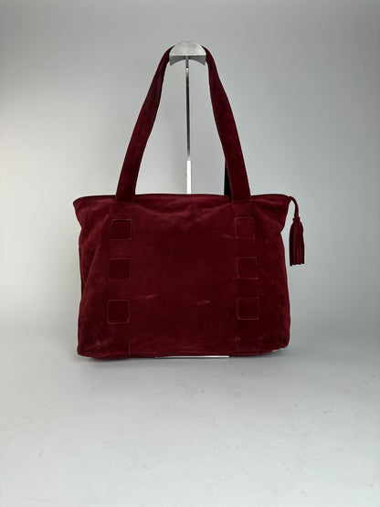 Vintage Bottega Veneta Suede Handbag Burgundy