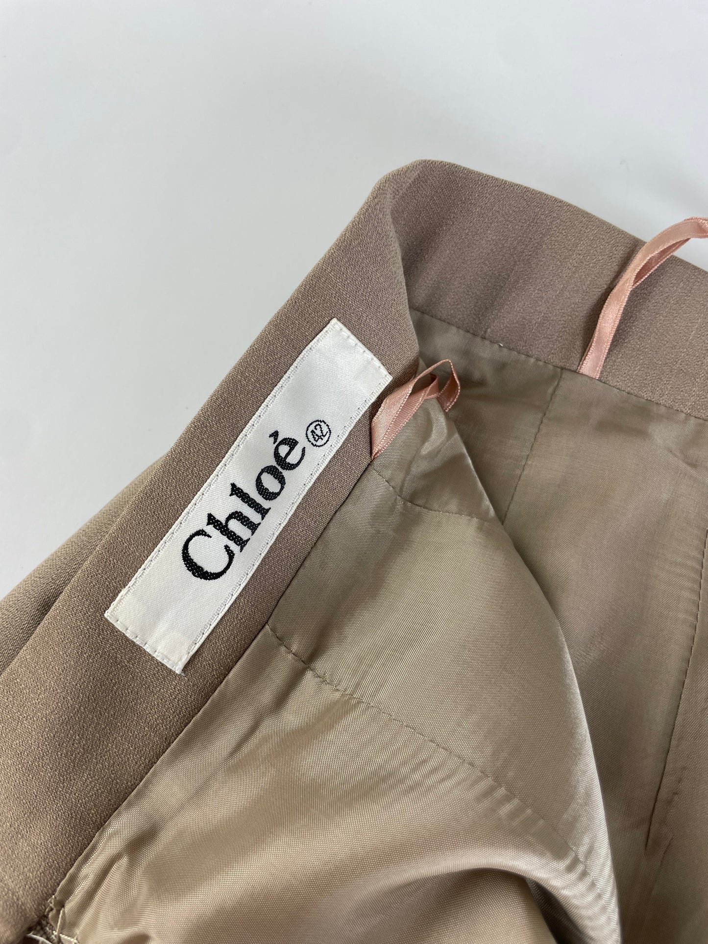 Vintage Chloe Silk Blend Skirt Beige L