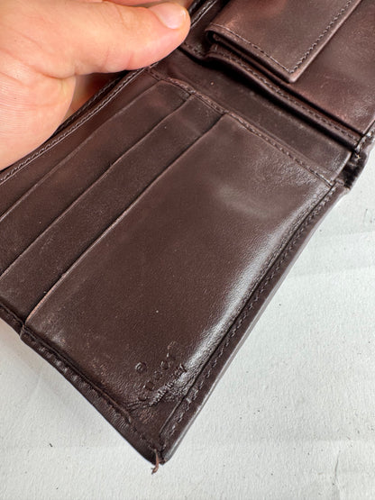 Vintage Gucci Monogram Flapable Leather Wallet beige brown