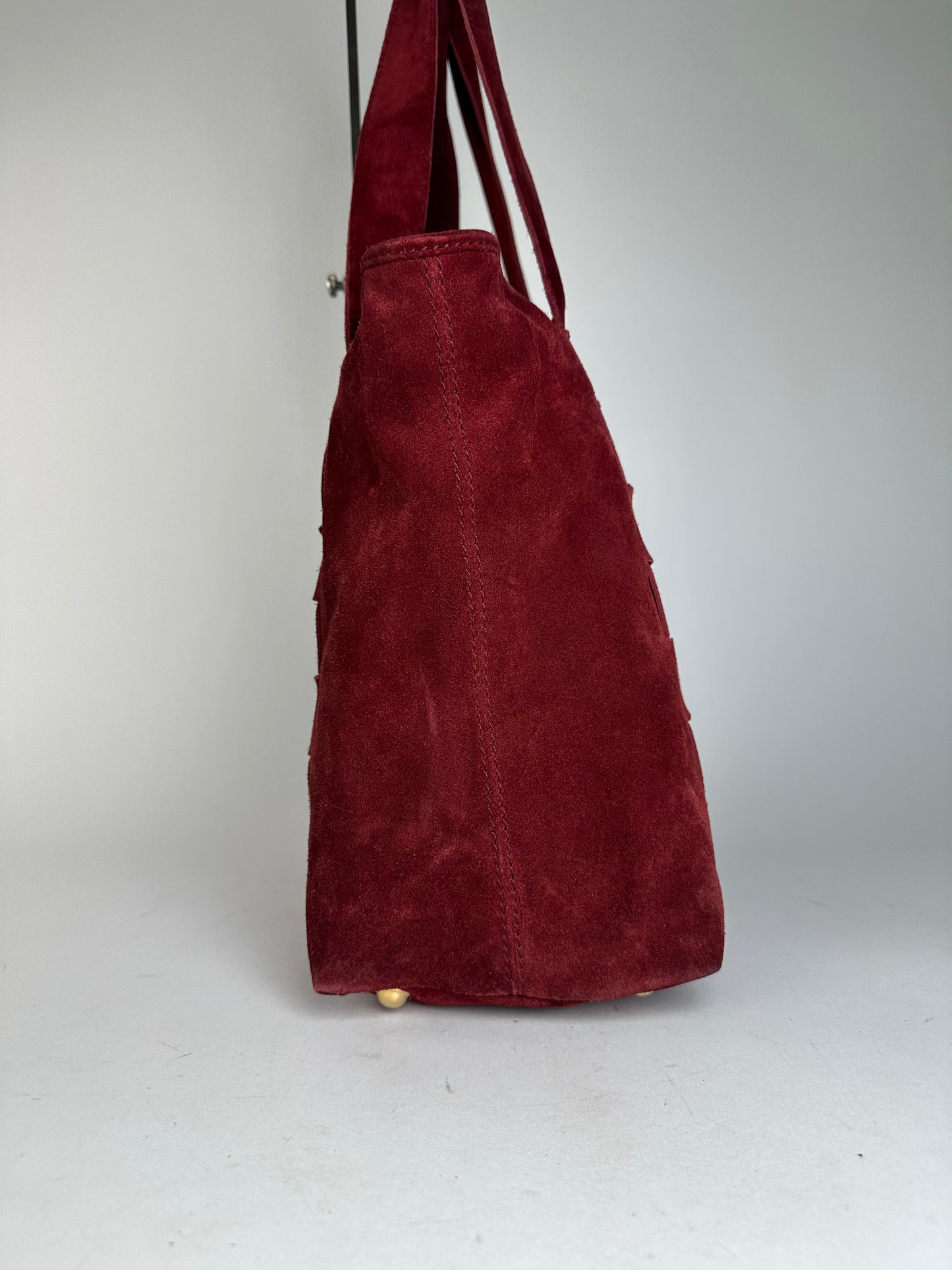 Vintage Bottega Veneta Suede Handbag Burgundy