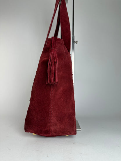 Vintage Bottega Veneta Suede Handbag Burgundy