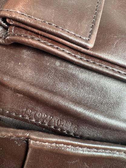 Vintage Gucci Monogram Flapable Leather Wallet beige brown