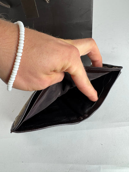 Vintage Gucci Monogram Flapable Leather Wallet beige brown