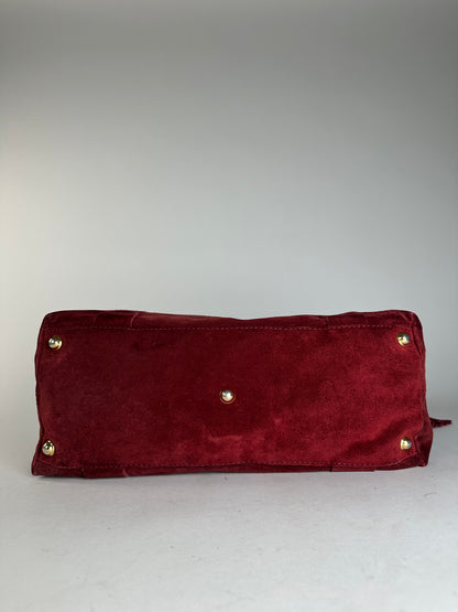 Vintage Bottega Veneta Suede Handbag Burgundy