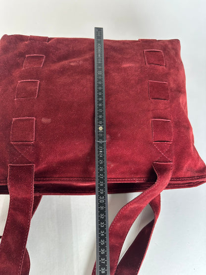 Vintage Bottega Veneta Suede Handbag Burgundy