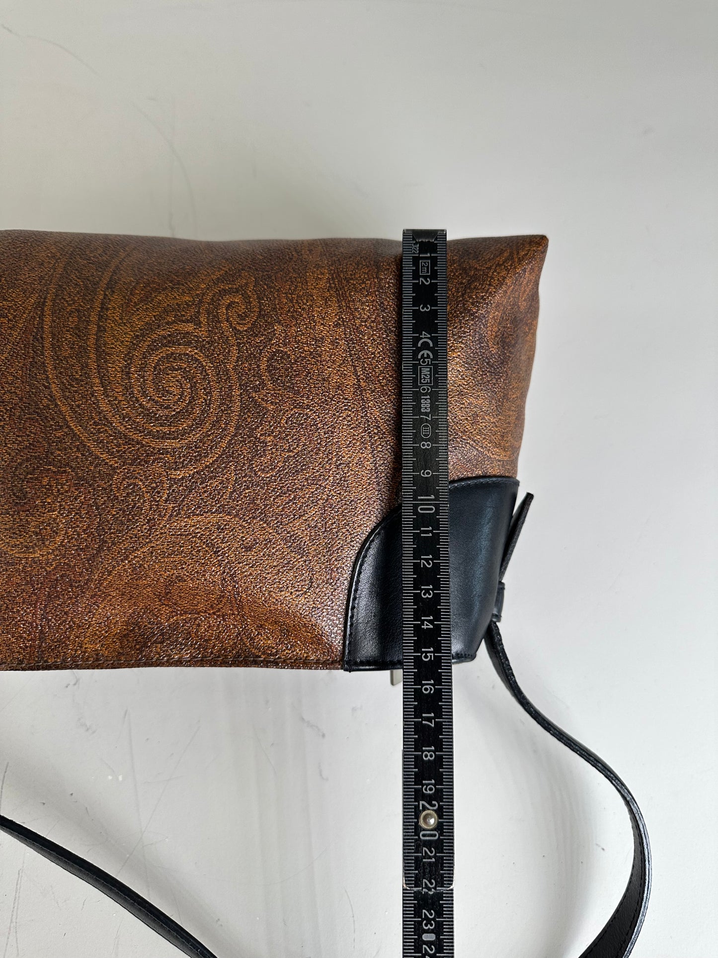 Vintage Etro Embossed Leather Handbag Brown Black