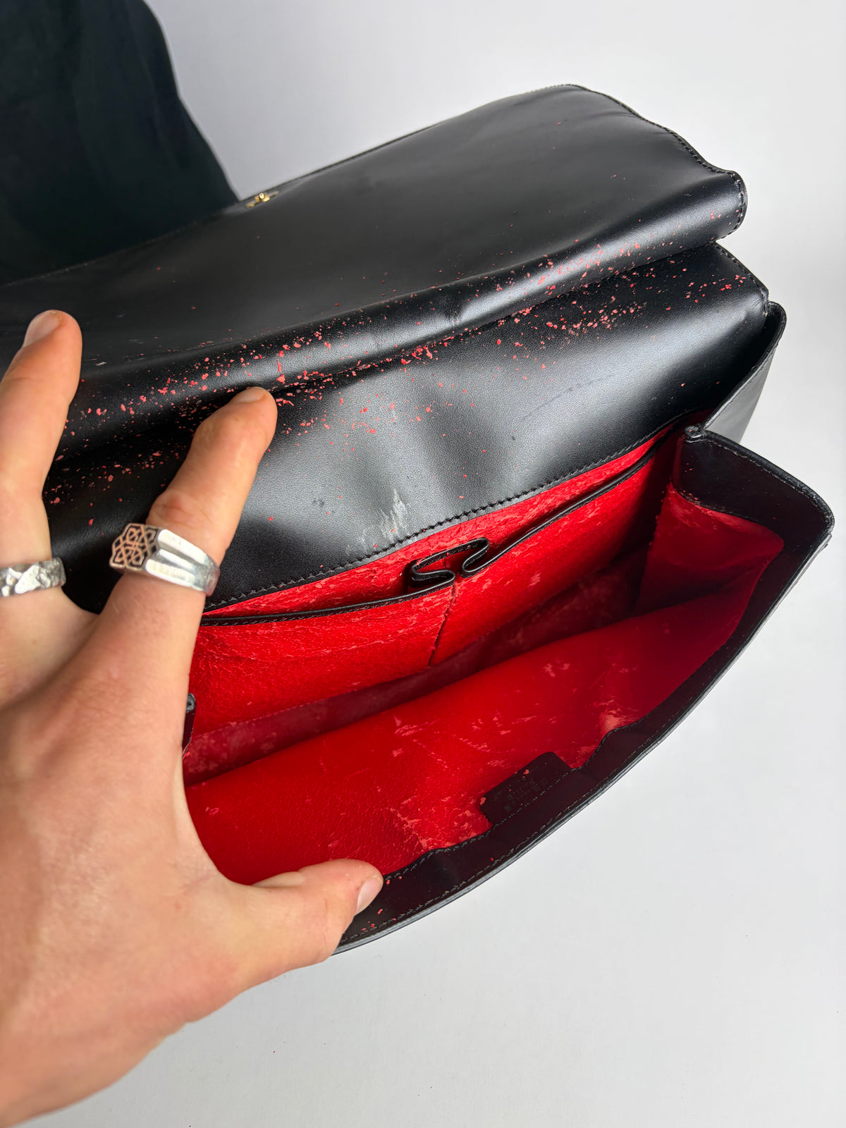 Vintage Celine Flap Crossbody Bag c. 1995 Black Gold