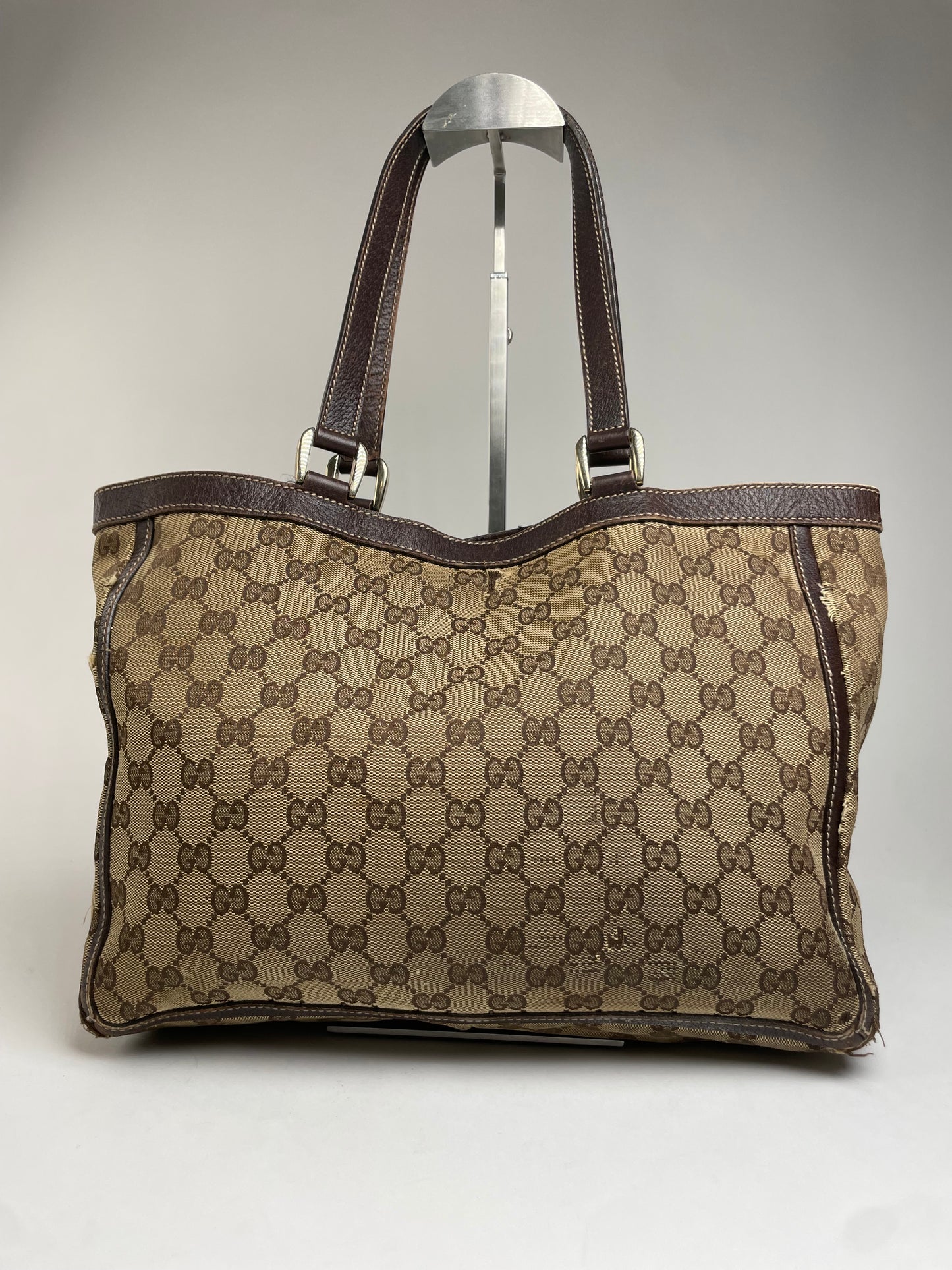 Vintage Gucci Monogram Handbag Beige Brown