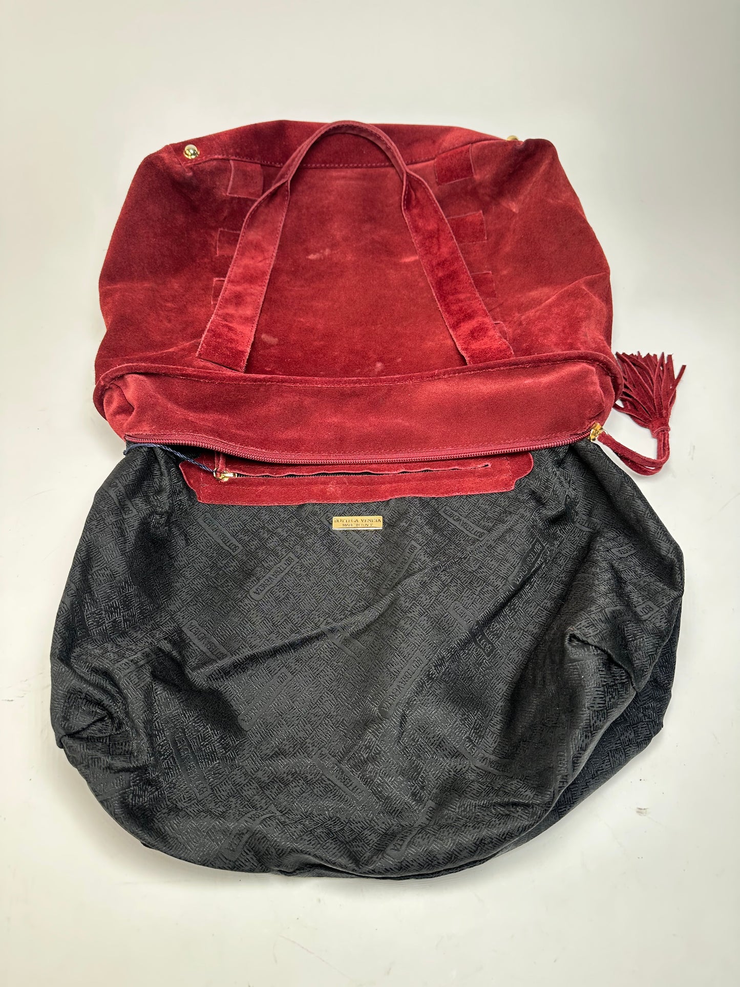 Vintage Bottega Veneta Suede Handbag Burgundy