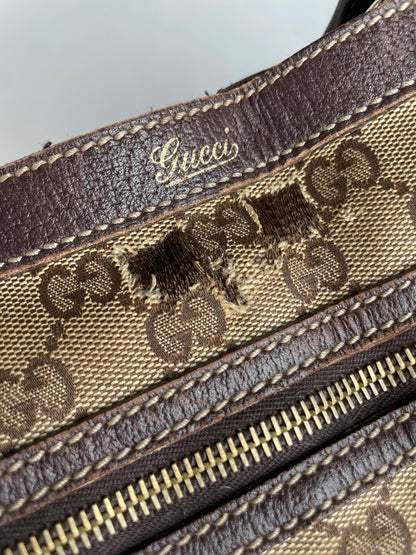 Vintage Gucci Monogram Handbag Beige Brown