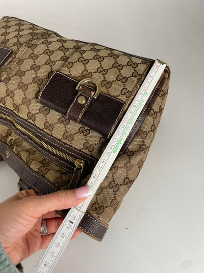 Vintage Gucci Monogram Handbag Beige Brown