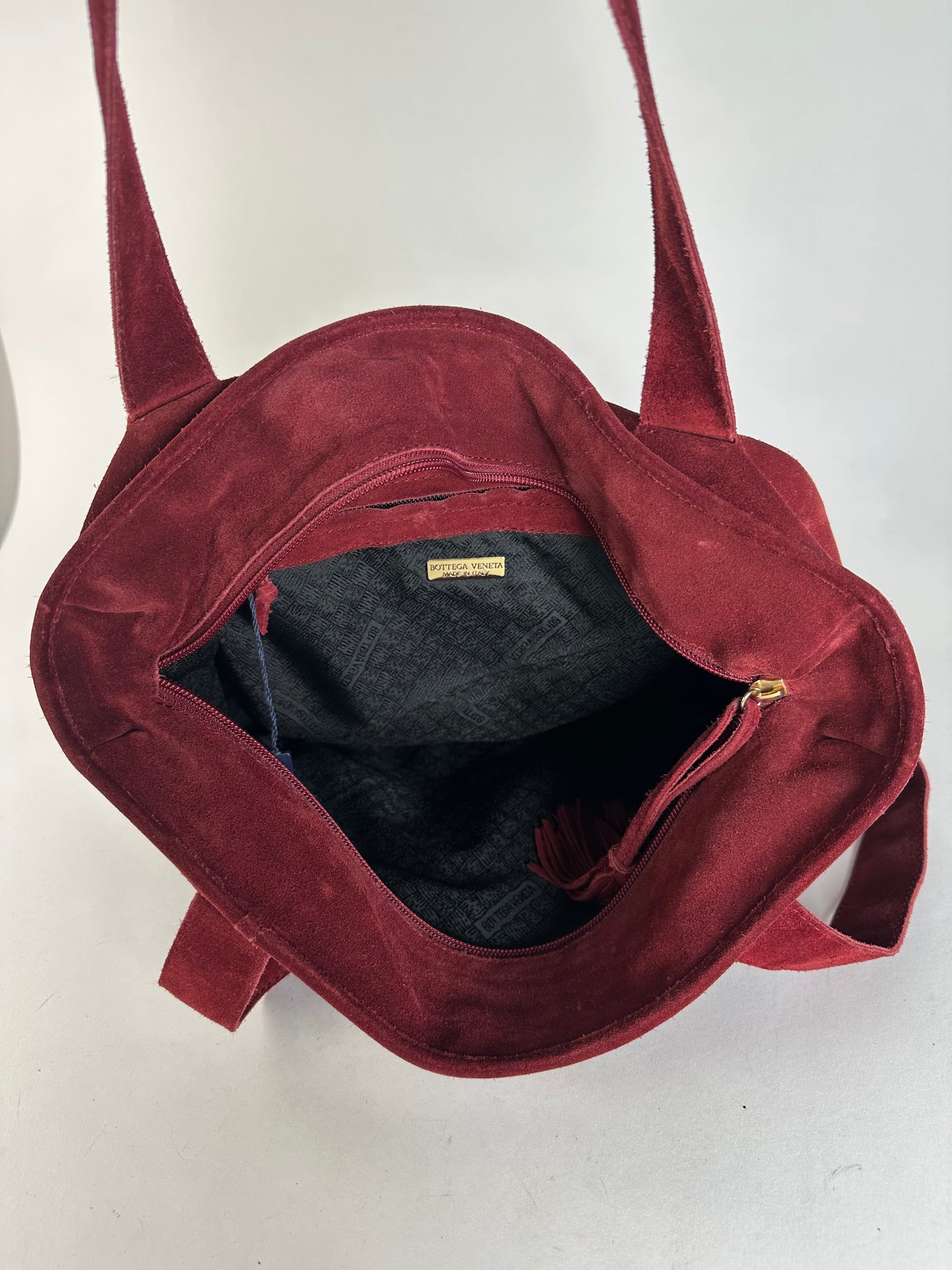 Vintage Bottega Veneta Suede Handbag Burgundy
