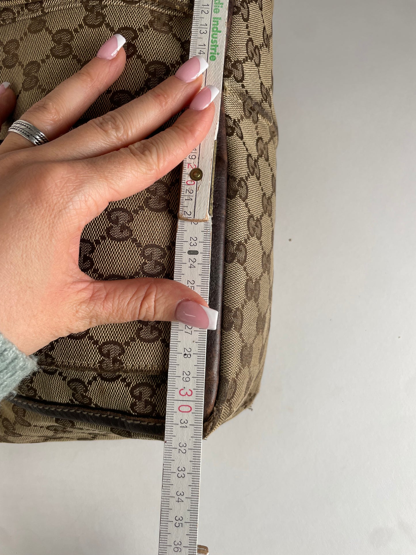 Vintage Gucci Monogram Handbag Beige Brown