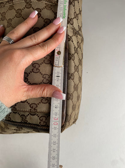 Vintage Gucci Monogram Handbag Beige Brown