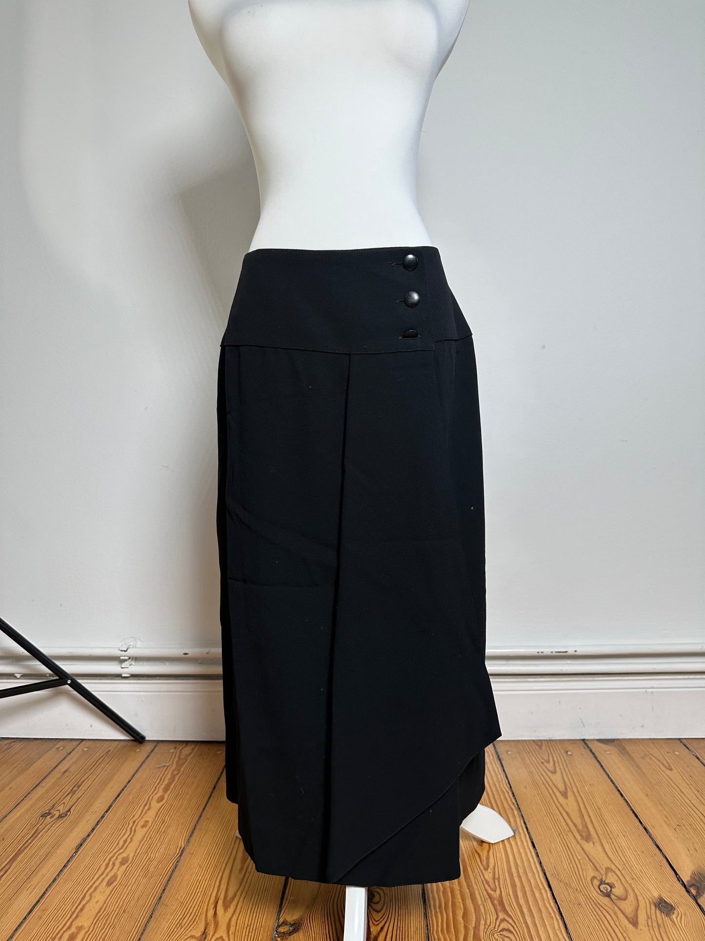 Vintage Dior Wool Skirt Long Black L