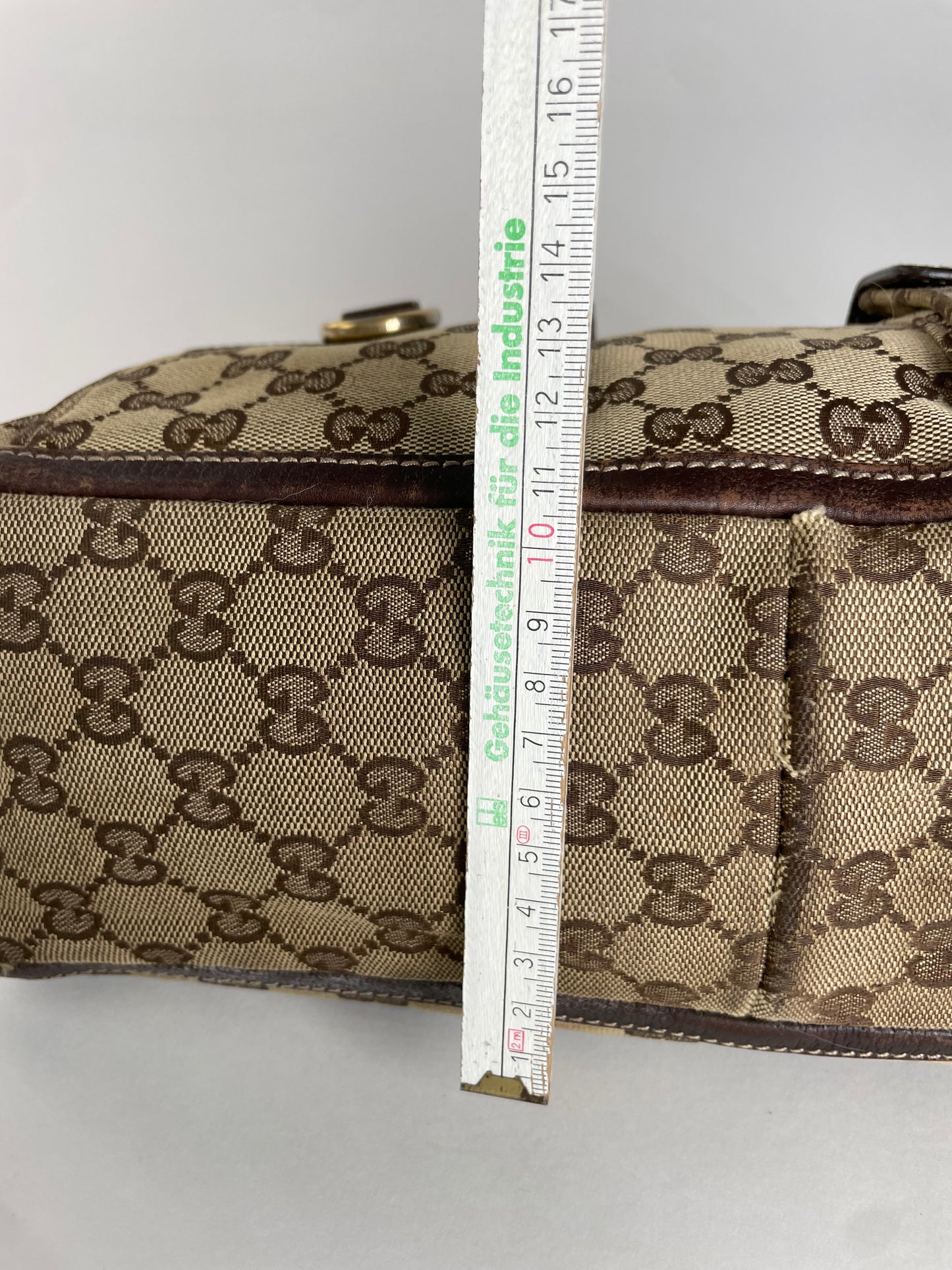 Vintage Gucci Monogram Handbag Beige Brown