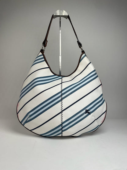 Vintage Burberry Striped Handbag beige Black Blue