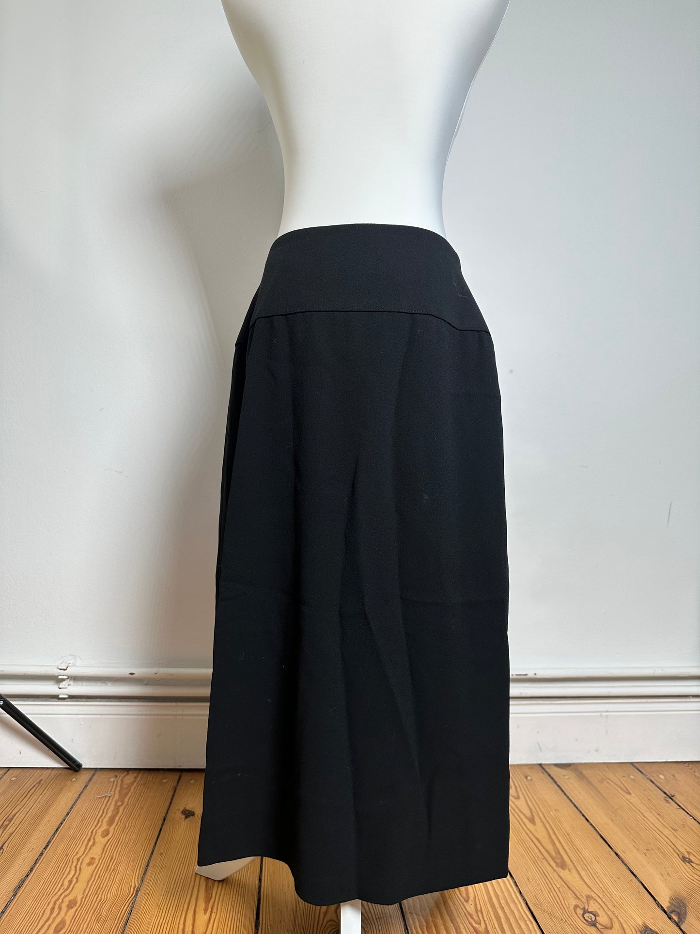 Vintage Dior Wool Skirt Long Black L