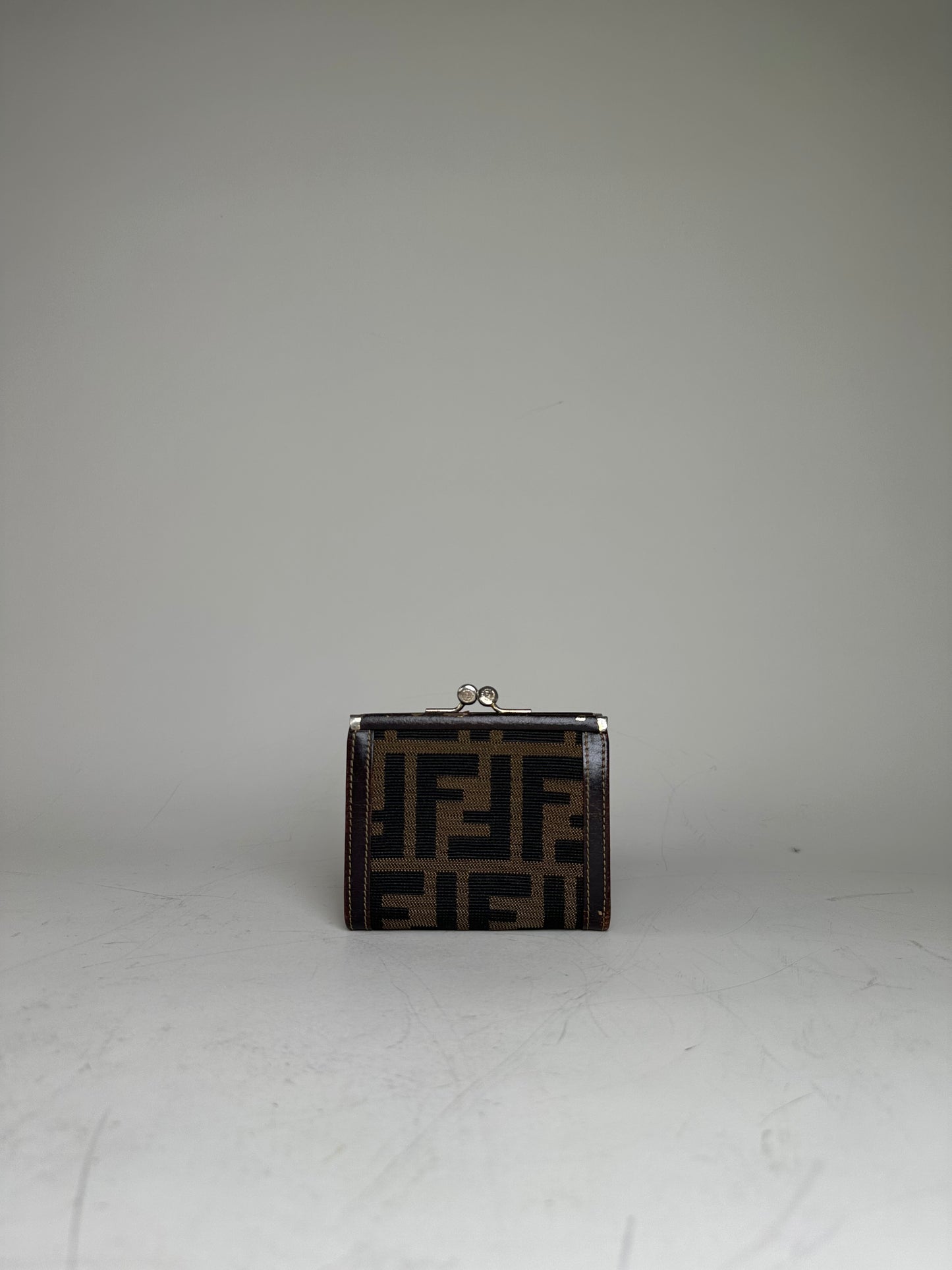Vintage Fendi FF Monogram Canvas Wallet Brown Black
