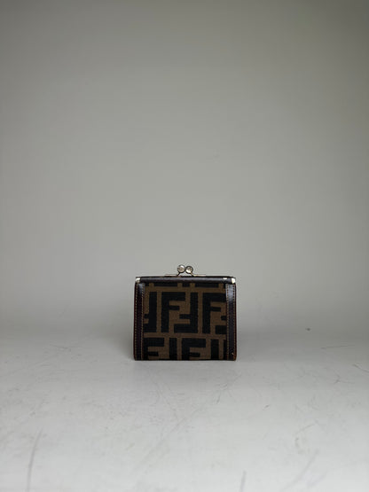 Vintage Fendi FF Monogram Canvas Wallet Brown Black