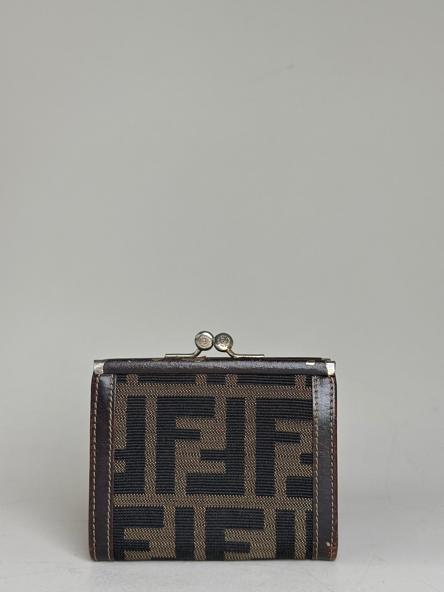 Vintage Fendi FF Monogram Canvas Wallet Brown Black