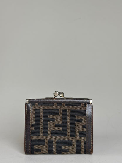 Vintage Fendi FF Monogram Canvas Wallet Brown Black