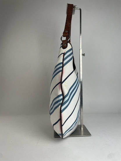 Vintage Burberry Striped Handbag beige Black Blue