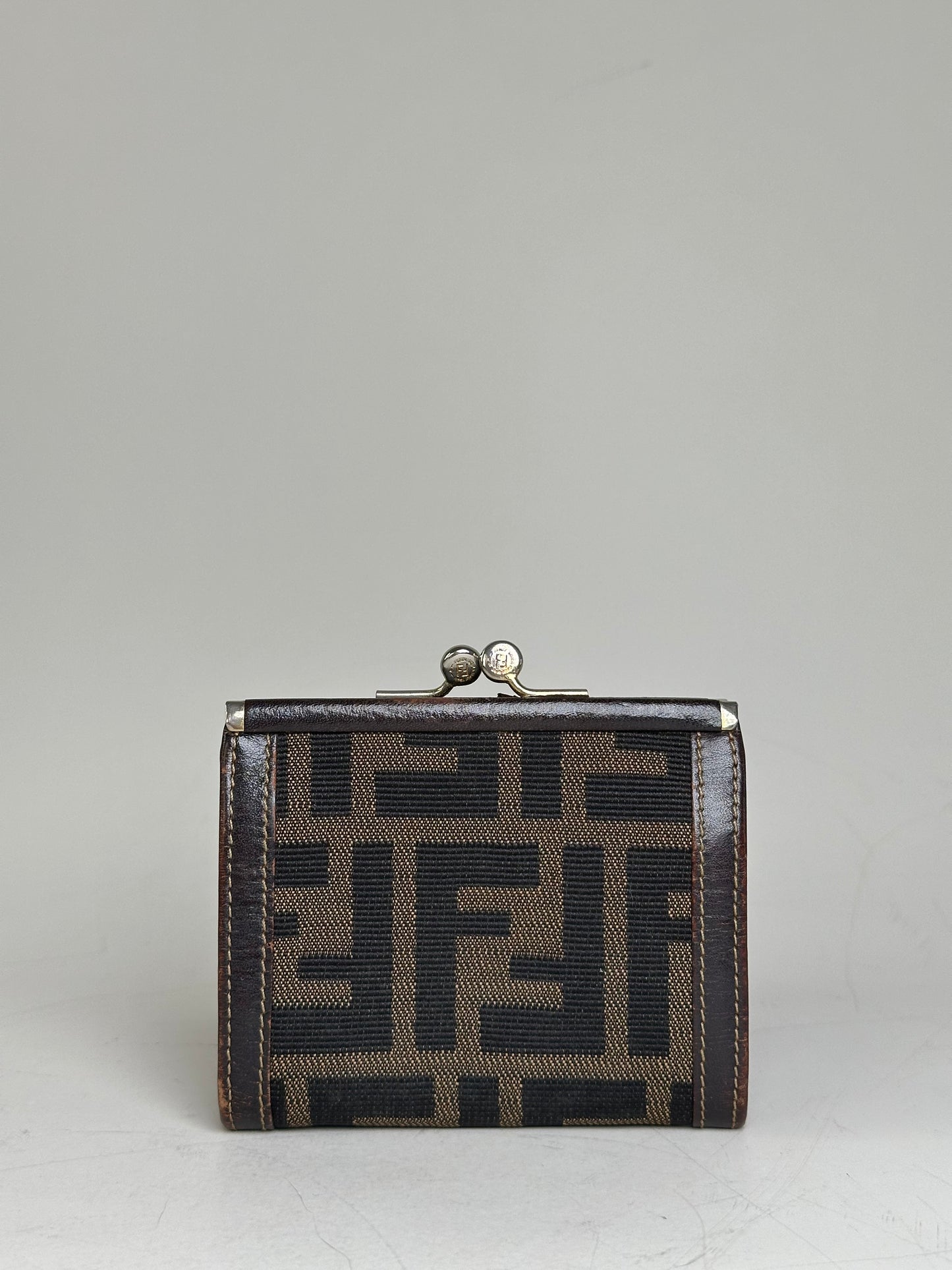 Vintage Fendi FF Monogram Canvas Wallet Brown Black