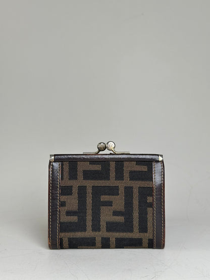 Vintage Fendi FF Monogram Canvas Wallet Brown Black
