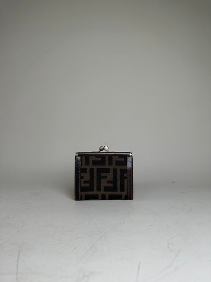 Vintage Fendi FF Monogram Canvas Wallet Brown Black