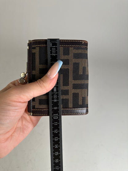 Vintage Fendi FF Monogram Canvas Wallet Brown Black