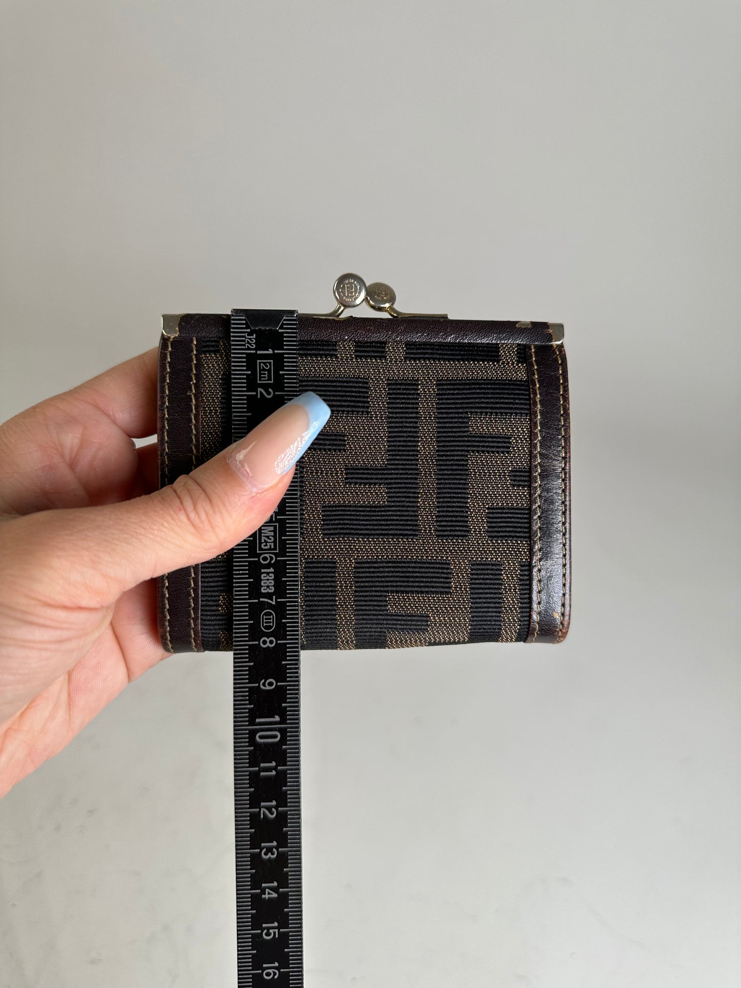 Vintage Fendi FF Monogram Canvas Wallet Brown Black