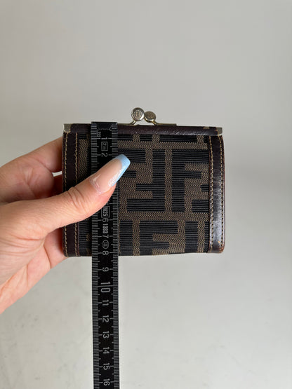 Vintage Fendi FF Monogram Canvas Wallet Brown Black