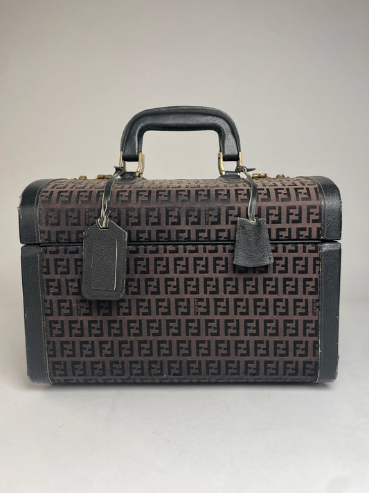 Vintage Fendi Roma Travel Case FF Monogram Brown