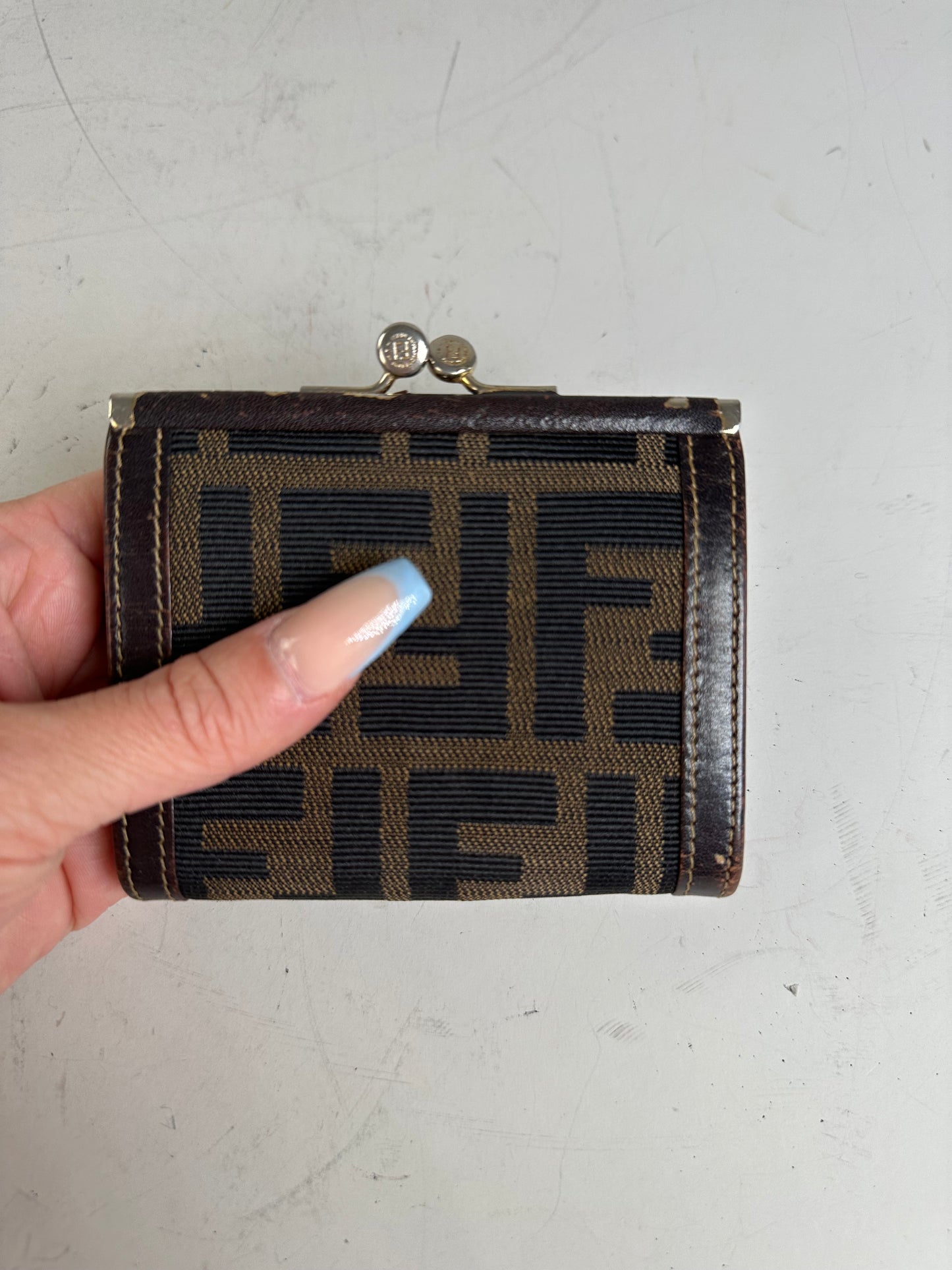 Vintage Fendi FF Monogram Canvas Wallet Brown Black