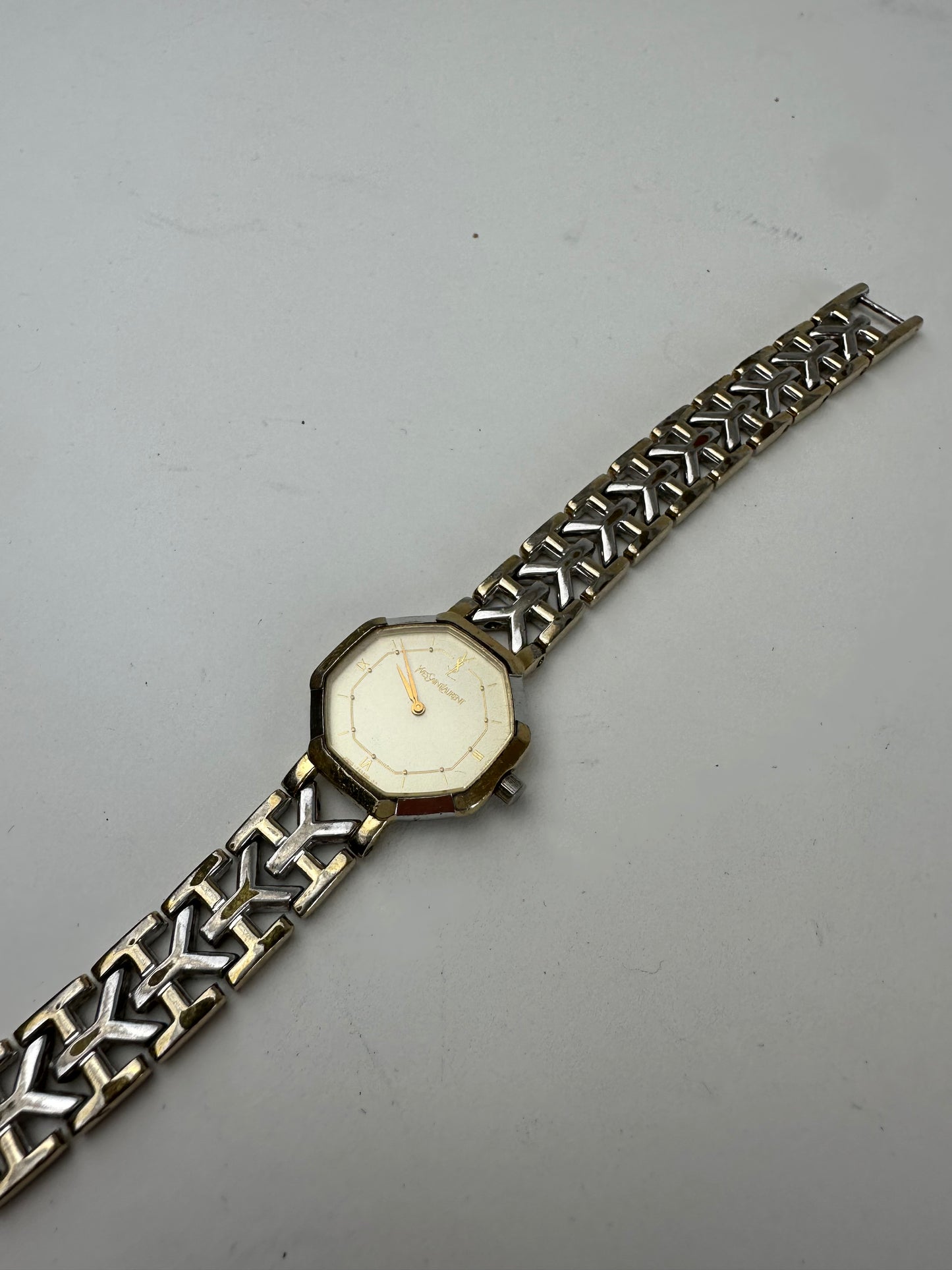 Vintage Yves Saint Laurent Two-Tone Octagonal Ladies Watch