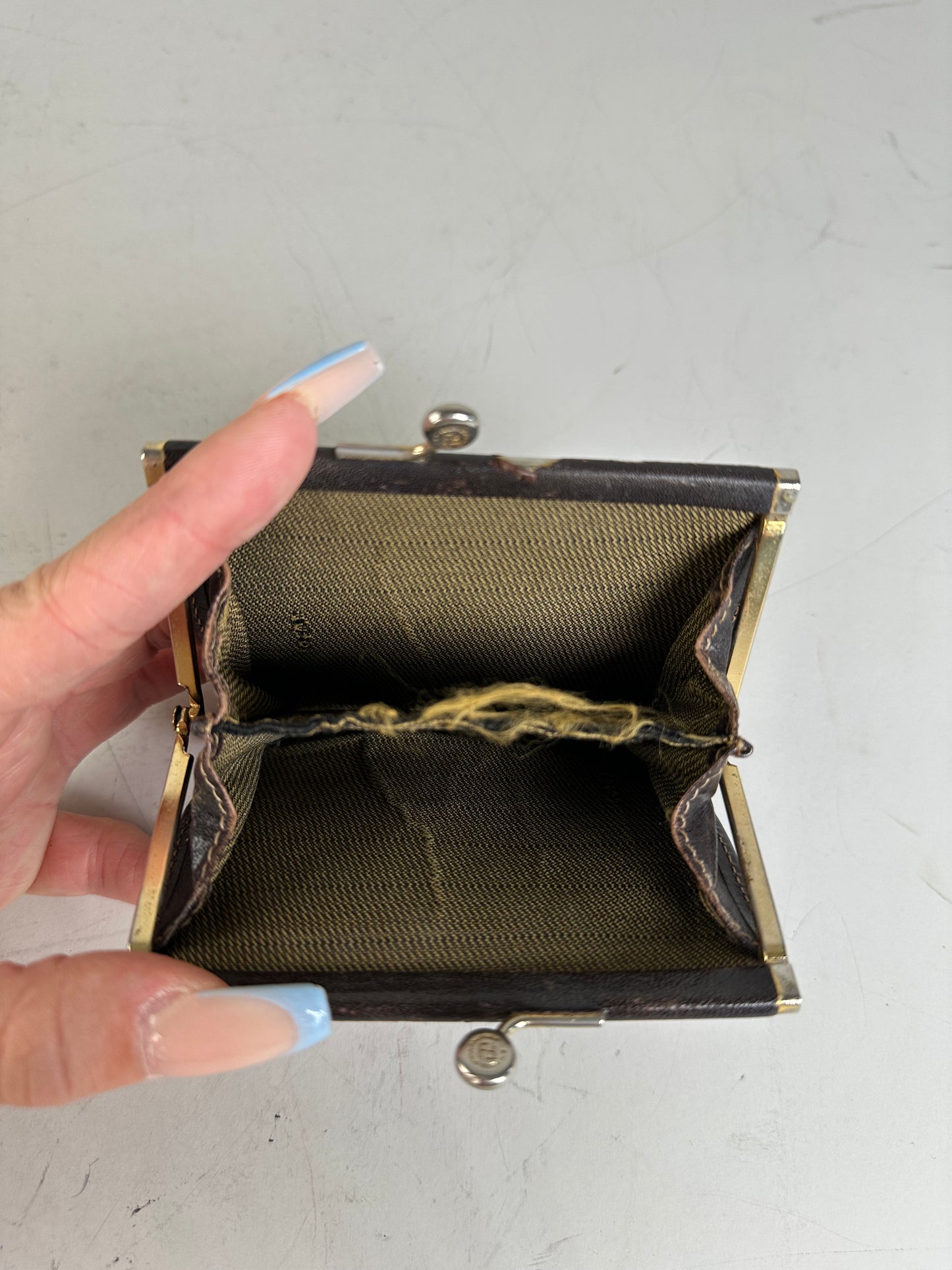 Vintage Fendi FF Monogram Canvas Wallet Brown Black