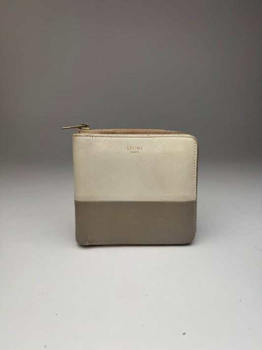 Vintage Celine Bicolor Leather wallet white Grey