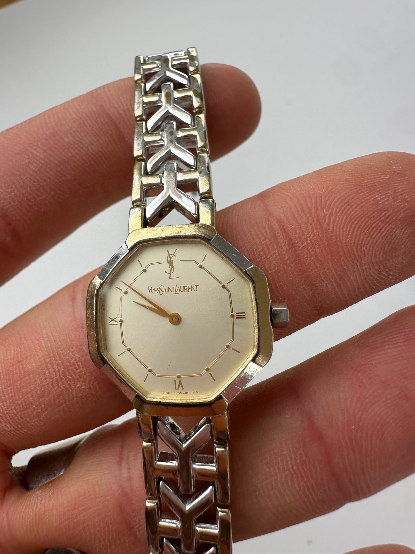 Vintage Yves Saint Laurent Two-Tone Octagonal Ladies Watch