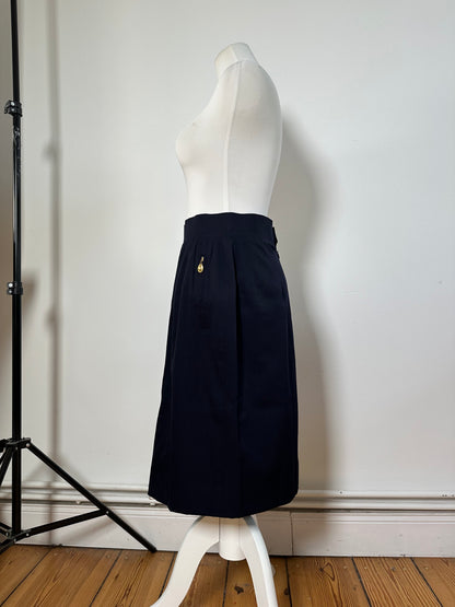 Vintage Dior Wool Blend Skirt Navy Gold Zip