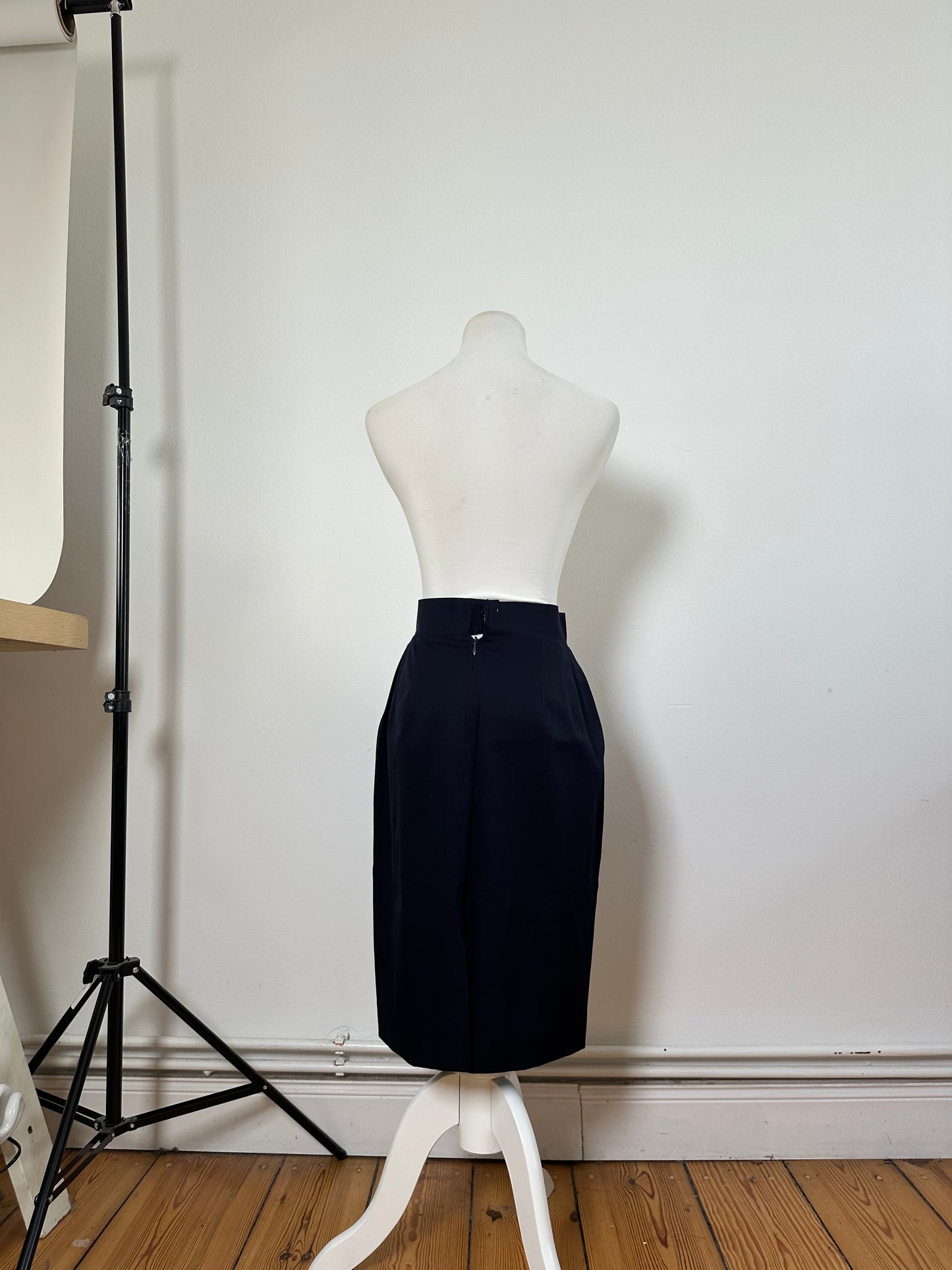 Vintage Dior Wool Blend Skirt Navy Gold Zip