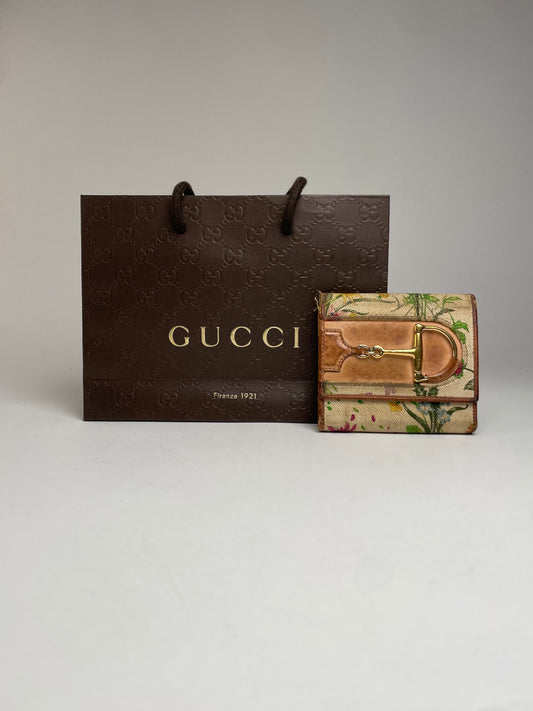 Vintage Gucci Floral Wallet multicolor Brown
