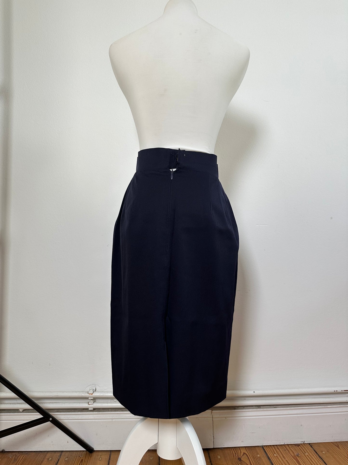 Vintage Dior Wool Blend Skirt Navy Gold Zip