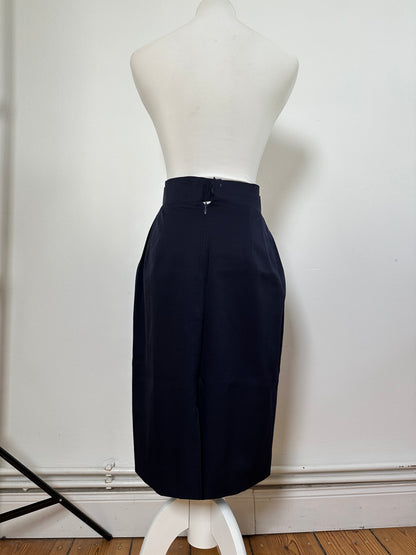Vintage Dior Wool Blend Skirt Navy Gold Zip