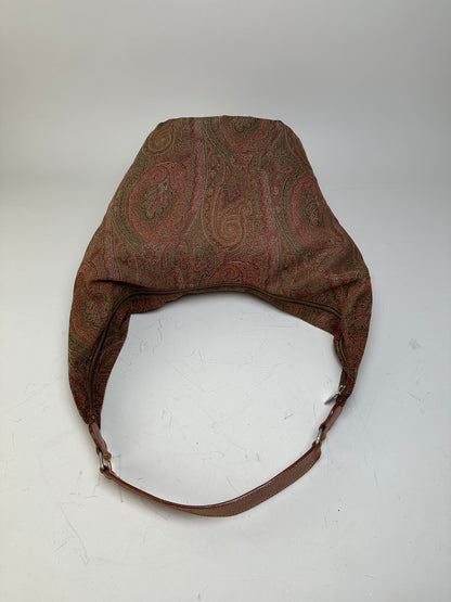Vintage Etro Paisley Fabric Hobo Bag Red Green Beige