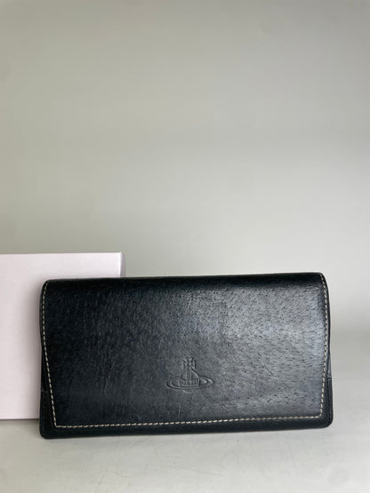 Vintage Vivienne Westwood Leather Zip Wallet Black Gold